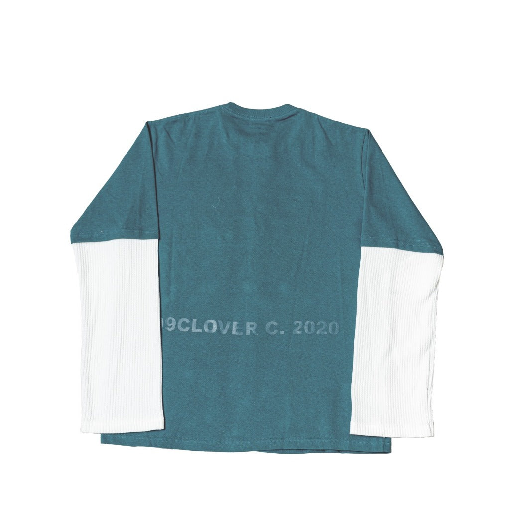 "UNIVERSITY" DOUBLE LAYER LONGSLEEVE TEE LIGHT BLUE