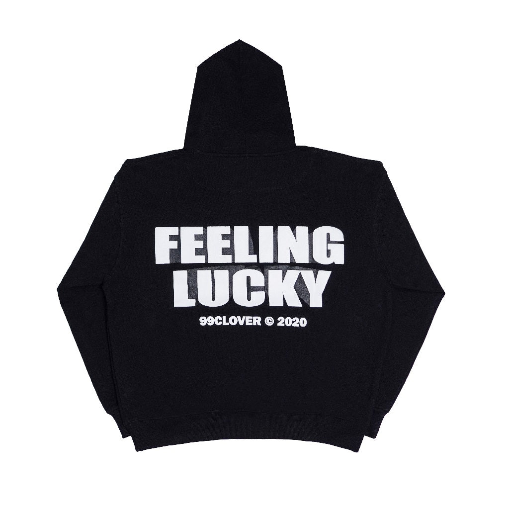 "FEELING LUCKY" SKULL OVERSIZED HOODIE BLACK