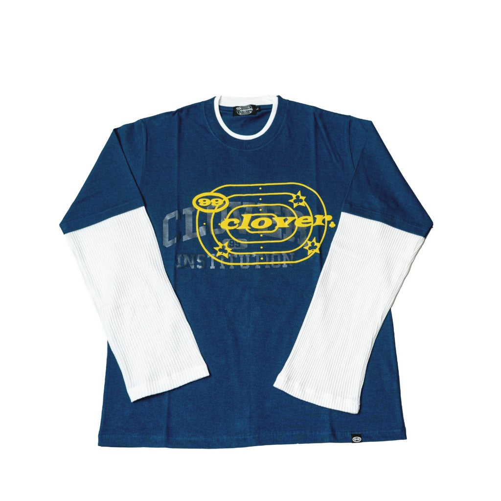 "UNIVERSITY" DOUBLE LAYER LONGSLEEVE TEE DARK BLUE